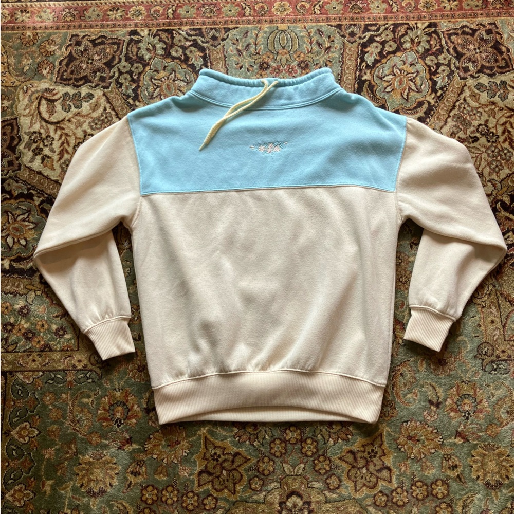 Vintage Pastel Floral Embroidered Sweatshirt